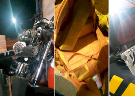 PRF apreende moto com placa de Nova Andradina com 31 tabletes de maconha na BR-376